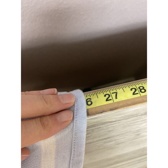 Athleta Womens Linen Shirt Size Large Blue Striped Blouse Casual Top Long Sleeve - Picture 10 of 13